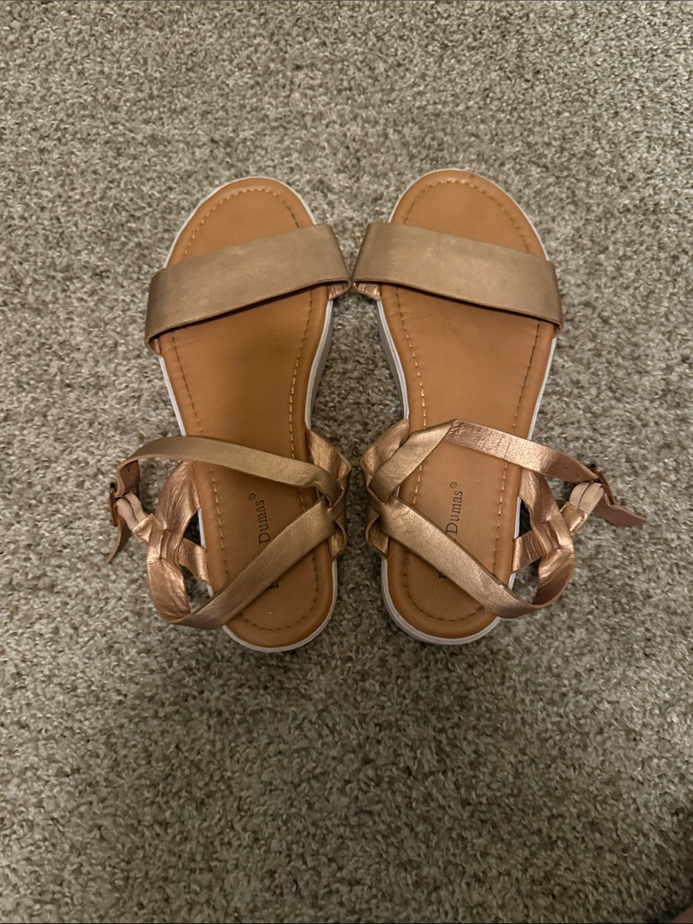 Pierre Dumas Metallic Rose Gold Flat Sandals